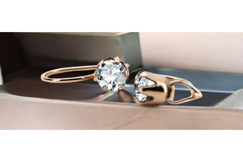 Original Vintage 14K Rose Gold Zircon Earrings Vintage vec056r